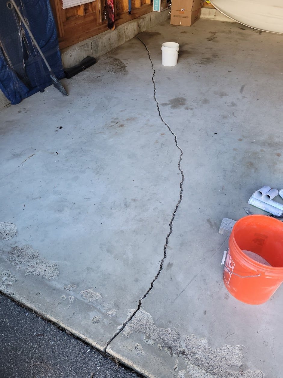 Crack in a concrete floor